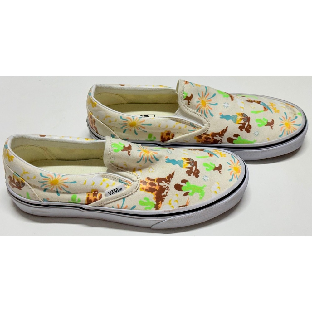 Vans Classic Slip-On Desert Roadrunner Cactus Cream Canvas Sneakers Womens 8